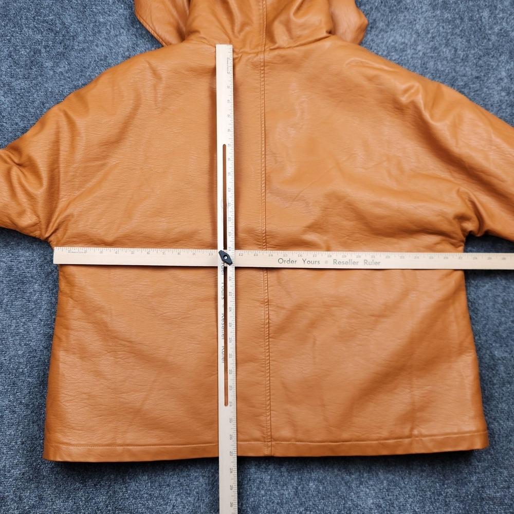 We The Free Jacket Womens XL Brown Vegan Leather Sherpa Lined Hooded Warm - Picture 7 of 9